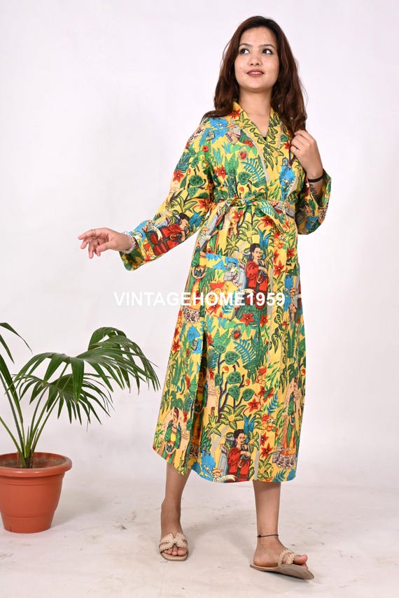 plus size cotton dressing gown Puntoco Women'S Clearance Plus Size Women'S Winter Lengthened Bathrobe Splicing Home Clothes Long Sleeved Robe Coat Gray, Size: XL
