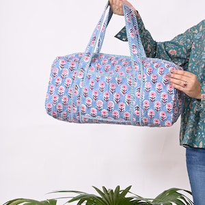 Baumwolle gesteppte Handblock bedruckte Reisetasche Hippie Boho große Sporttasche Wochenendtasche Reisetaschen