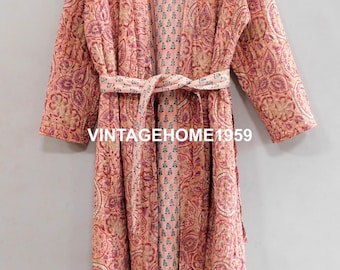 Long kimono matelassé pour femme, robe de chambre réversible, vestes longues d'hiver, robes de chambre rembourrées à fleurs, robe de chambre de demoiselle d'honneur taille libre