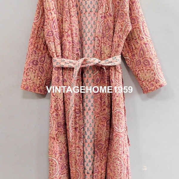 Long kimono matelassé pour femme, robe de chambre réversible, vestes longues d'hiver, robes de chambre rembourrées à fleurs, robe de chambre de demoiselle d'honneur taille libre