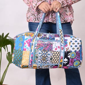 Patchwork Print Indische Baumwolle Gesteppte Tasche Große Sporttasche Handgemachte Seesack Wochenendreisetasche