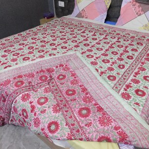 Queen Size Handmade Quilts, Jaipuri Rajai, Indian Boho Winter Quilts, Cotton Comforter, Indian Floral Warm Quilts