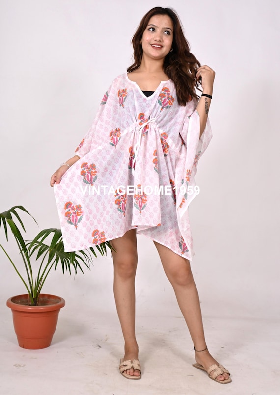 Women Plus Size Maxi Dress, Summer Beach Kaftan, Block Printed Maxi Dress,  Cotton kaftan, Abaya Dress, Poncho Nightgown
