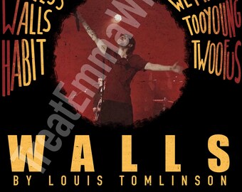 Louis Tomlinson walls Album Print/poster in BLACK 