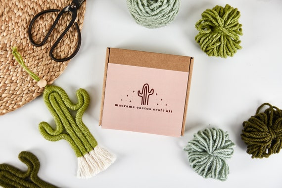 Cactus Craft Kit for Adults, Make Your Own Mini Macrame Cactus Craft Kit,  Birthday Gift, Crafty Friend Present, Unique Gift, Letterbox Gift 