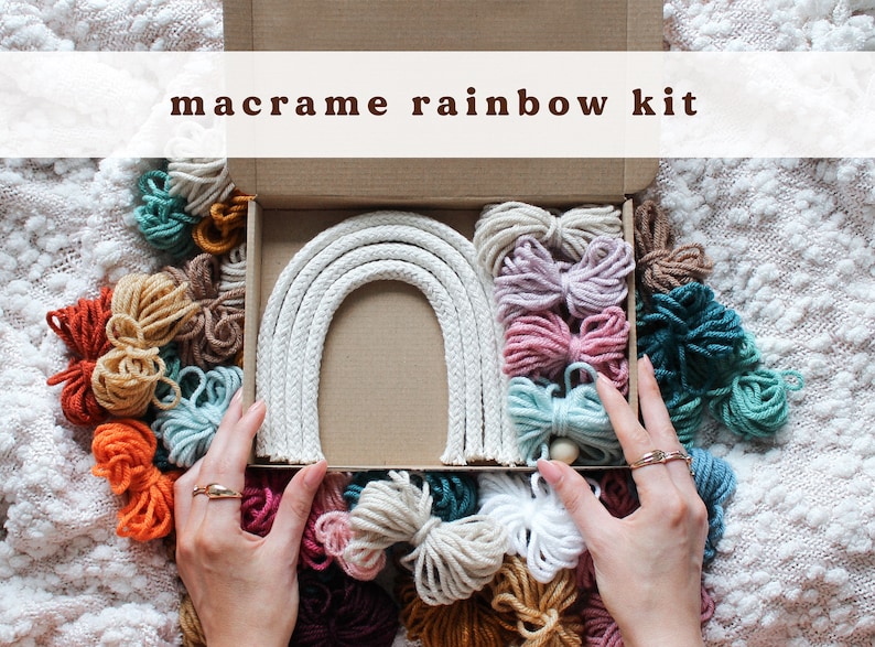 Make Your Own Rainbow Macrame Kit Wall Hanging Craft Kit image 1