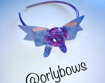 Personalised hairband in lilac sparkle