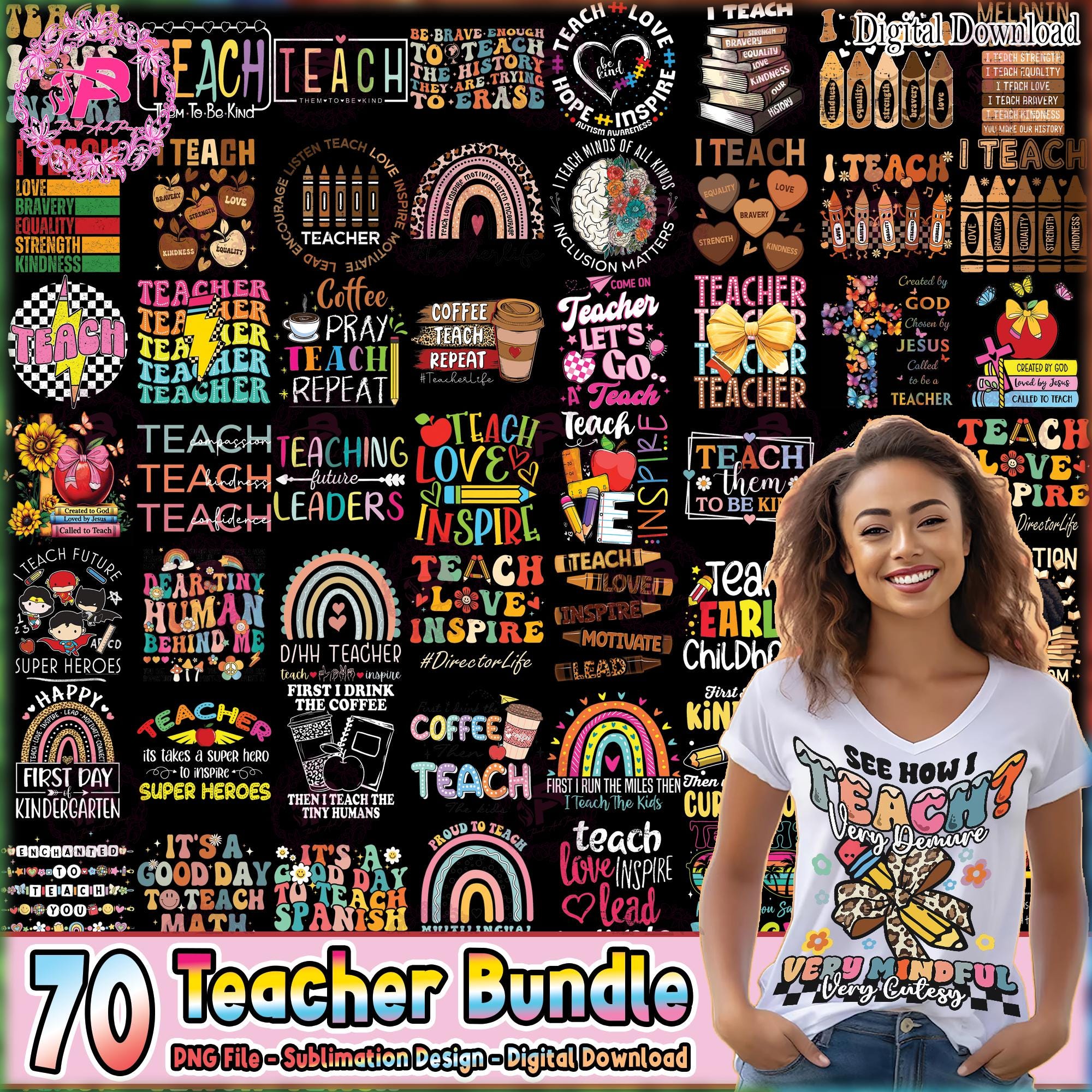 Teacher PNG Bundle, Teacher Appreciation Png, Teacher Life, Teacher Quotes Png, Back To School Clipart Png, Commercial Use, Digital File