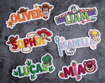 Custom Name Toy Story Embroidery Patch, Woody Buzz Lightyear Jessie Iron On Patch, Toy Story Patch for Kids : Sew/Iron on/Hook & Loop