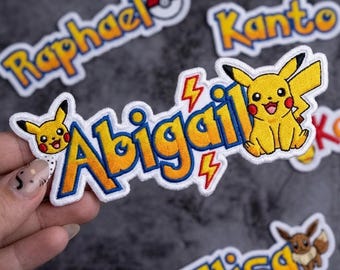 Custom Poke Monster Embroidered Name Patch: Iron on