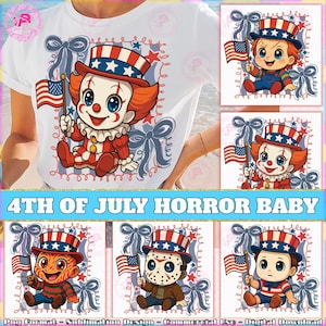 5 Designs Horror 4th Of July PNG Bundle, 4th Of July Design, Horror Baby Png, USA Flag Png, America Coquette, Patriotic Png, Digital File