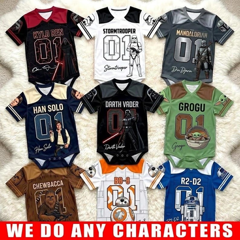 Custom Star Wars Football Jersey for Kids, Darth Vader Yoda Mandalorian Tee, Star Wars Birthday Gift for Kid, Galaxy Fan Kids Football Shirt image 2