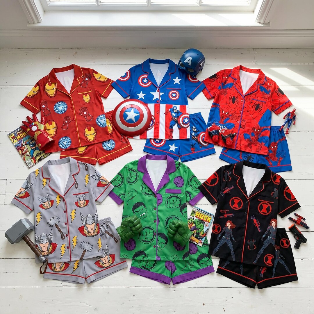 Custom Superhero Pajamas, Comic Hero Sleepwear Set, Marvel Inspired ...