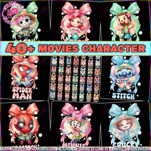 40+ Designs Movies Character PNG Bundle, Superhero, Cute Princess, Horror Characters, Coquette Cartoon Png, Commercial Use, Digital File