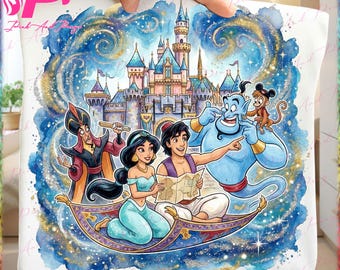 Słodkie wakacje księżniczki i przyjaciół w formacie PNG, postacie z kreskówek, bajkowe kliparty fantasy, projekt zamku z brokatem akwarelowym, pobieranie cyfrowe