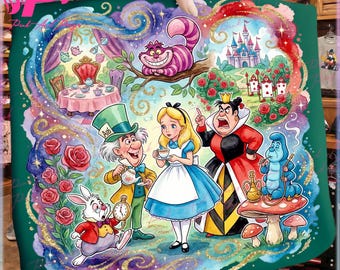 Chica linda y amigas PNG, clipart de personajes de dibujos animados, estilo acuarela brillante, diseño premium de sublimación para camisetas infantiles, descarga digital