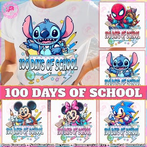 5 Designs 100 Days Of School PNG Bundle, Happy 100 Days Of School Shirt Design, 100 Days Of School Teacher Png, School Png, Digital File