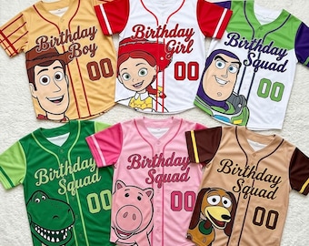 Custom Toy Story Birthday Baseball Jersey Custom Name, Birthday Boy Girl Toy Story tees, Toy Story Birthday Squad Family Matching Party Tees