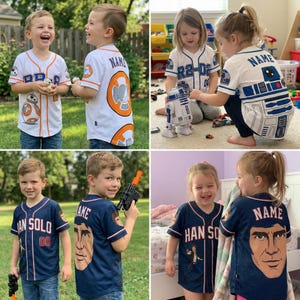 Camiseta de béisbol personalizada de Star Wars para niños, camiseta de dibujos animados de Darth Vader, Yoda y Grogu, regalo de cumpleaños de Star Wars para niños, camiseta para niños fanáticos de la galaxia. imagen 3