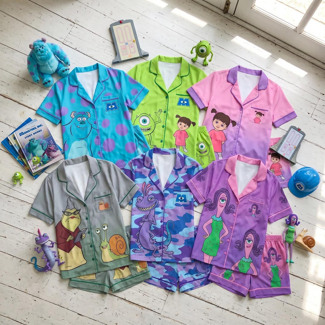 Character Student Pyjamas Custom Monster Character Pajamas, Cartoon Sleepwear Set, Birthday Gift ...