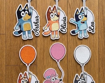 Custom Name Bluey Embroidery Patch, Bluey Characters Iron On Patch, Bingo Bandit Chili Patch, Kids Backpack Jacket: Iron on
