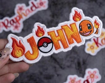 Custom Poke Monster Embroidered Name Patch: Iron on