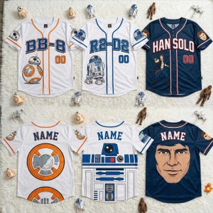 Camiseta de béisbol personalizada de Star Wars para niños, camiseta de dibujos animados de Darth Vader, Yoda y Grogu, regalo de cumpleaños de Star Wars para niños, camiseta para niños fanáticos de la galaxia. imagen 1