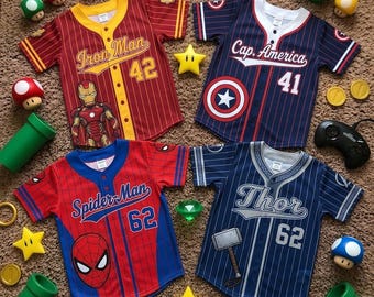 Custom Marvel Avengers Kids Baseball Jersey, Spider Man Iron Man Captain America Hulk Superhero Shirt, Birthday Gift for Kids Jersey Y2K