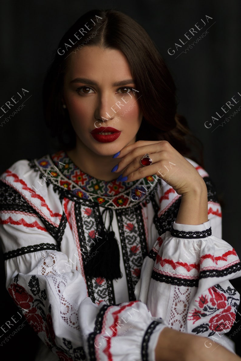 Ukrainian Embroided Dress With Linen Fabric, Long Sleeve Colorful Dress