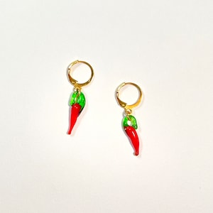 Aretes de Cristal de Jalapeños Rojos.