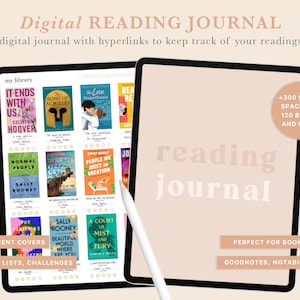 Digital Reading Journal | Digital Reading Planner | Digital Goodnotes Journal | Book Review | Book Shelf | Reading Log | Reading Tracker