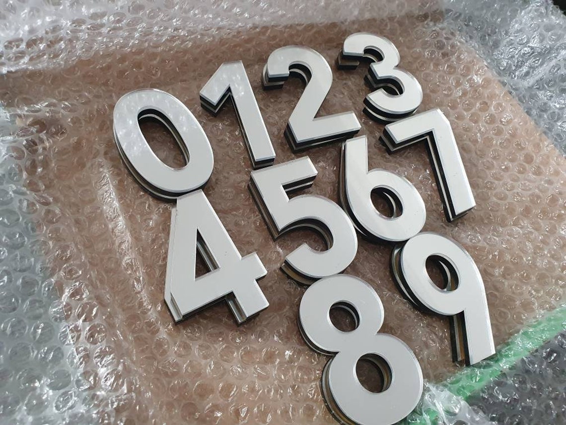 Acrylic numbers Door numbers Mirrored numbers 3mm numbers Etsy