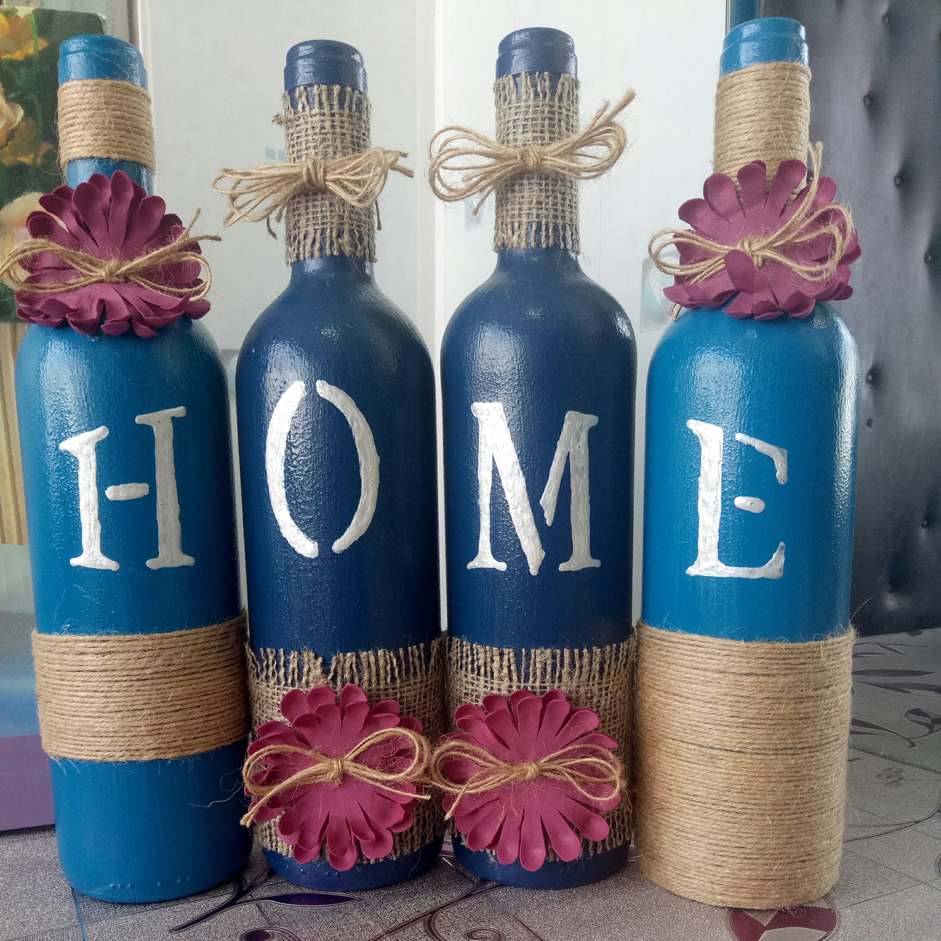 HOME Wine Bottle Decor set wine bottles farmhouse home Etsy