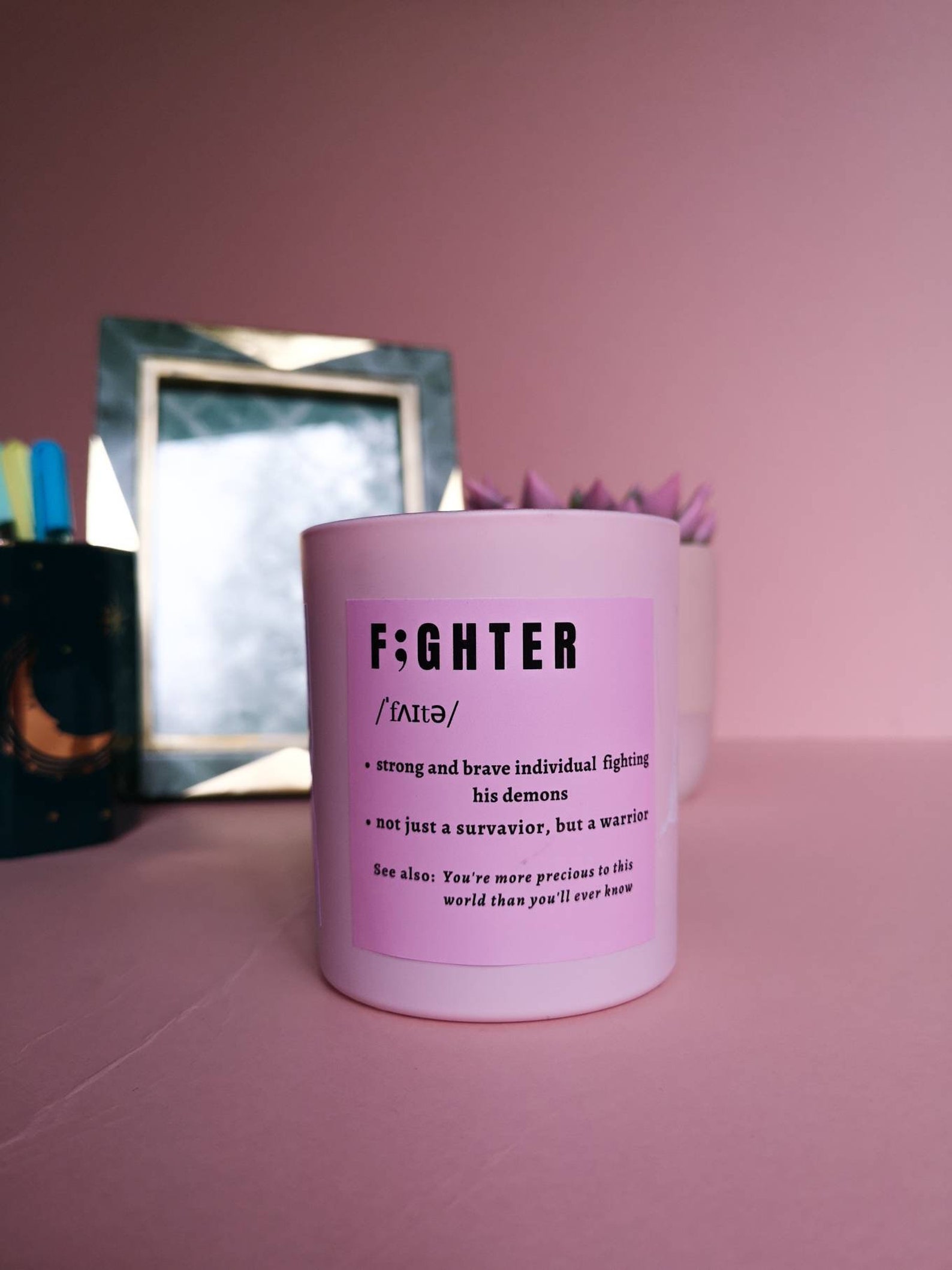 Fghter candle / Mental Health Awerness / Motivation / Gift Etsy
