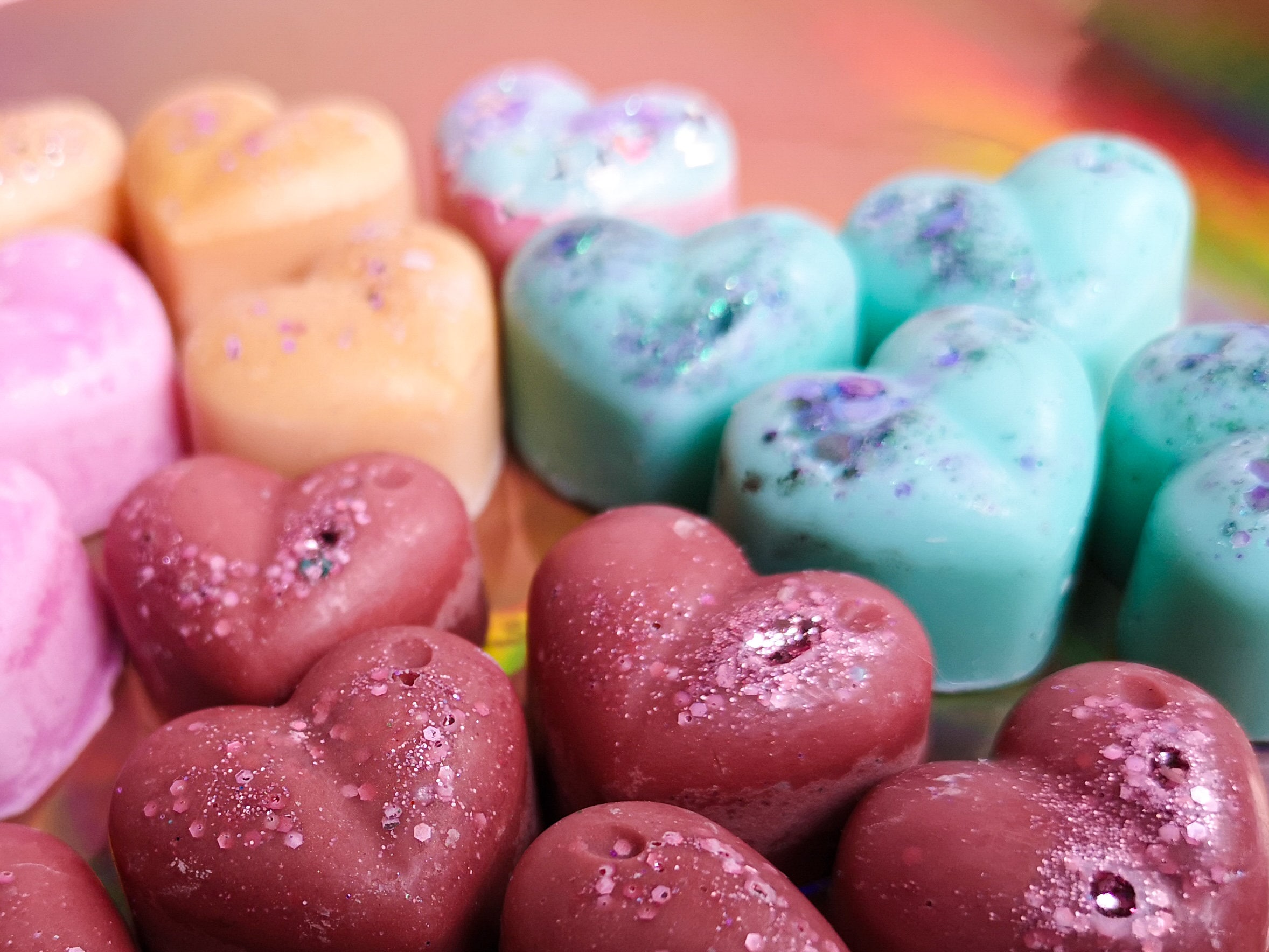 Various wax melts / 10 hearts per pack / Holographic package Etsy