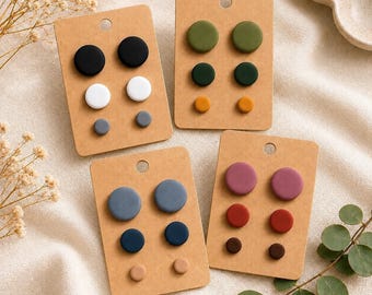 Stud Earring Set 3, Create Your Own Stud Pack, Small Round Clay Studs