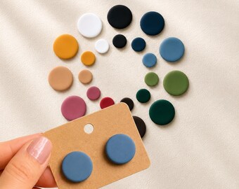 Polymer Clay Stud Earrings, Colorful Minimalist Earrings, Lightweight Everyday Studs