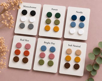 Stud Earring Set of 3, Colorful Polymer Clay Studs, Gift for Her