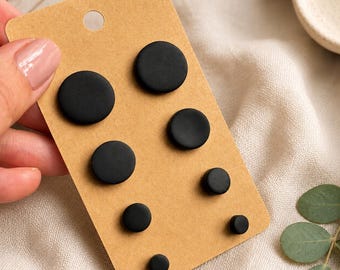 Black Earring Studs Set of 4, Micro Stud Earrings, Nickelfree