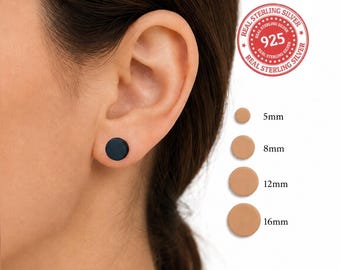 Stud Earrings, Sterling Silver Posts, 48 Colors, 4 Sizes, Minimalist Polymer Clay Studs, Gift Box
