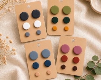Stud Earring Set 3, Create Your Own Stud Pack, Small Round Clay Studs