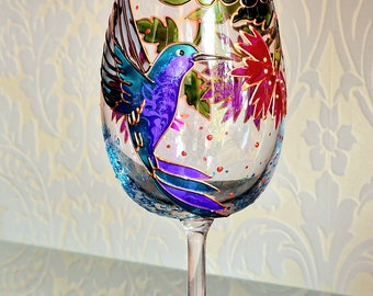 Cathedral, Colorful Hand-painted Wine Glass, Single Stem, 4 Styles