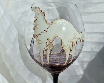 Borzoi Zodiac Wine Glass Borzoi painted Art Borzoi Memorial Unique Dog Gift Borzoi lovers gift Pet Ornament Pet handmade wine glass