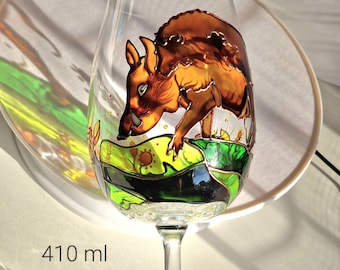 Hand painted wine glass with Wild Boar Gift for Hunter lover Wild Animal painted glass Colorful paint glass Unique gift Custom glass