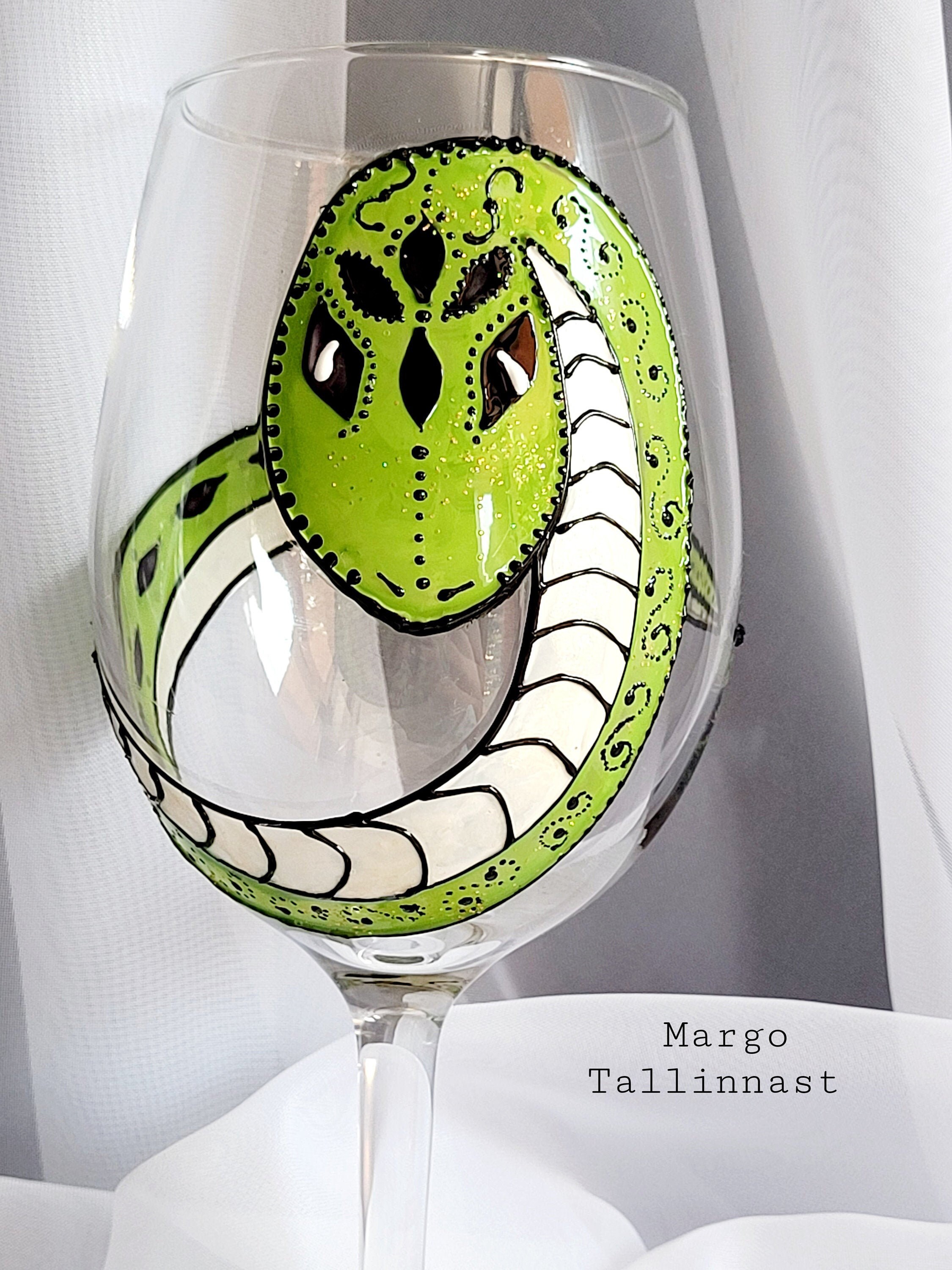 Hand painted Snake wine glass. Personalised Snake wine glass. | Etsy