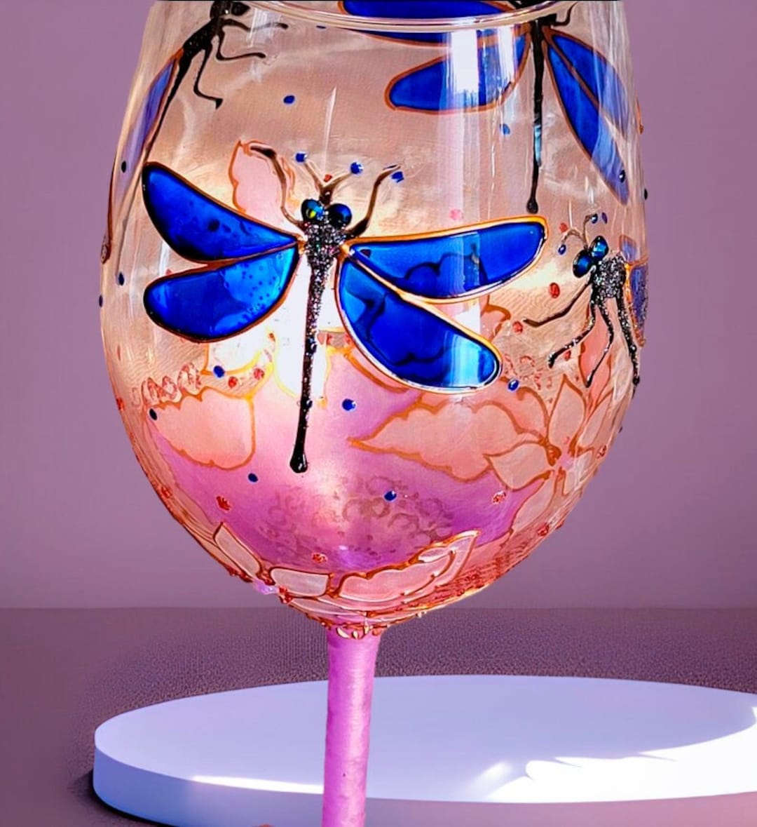 Dragonfly Gift Hand Painted Dragonfly Wine Glass Personalized Etsy