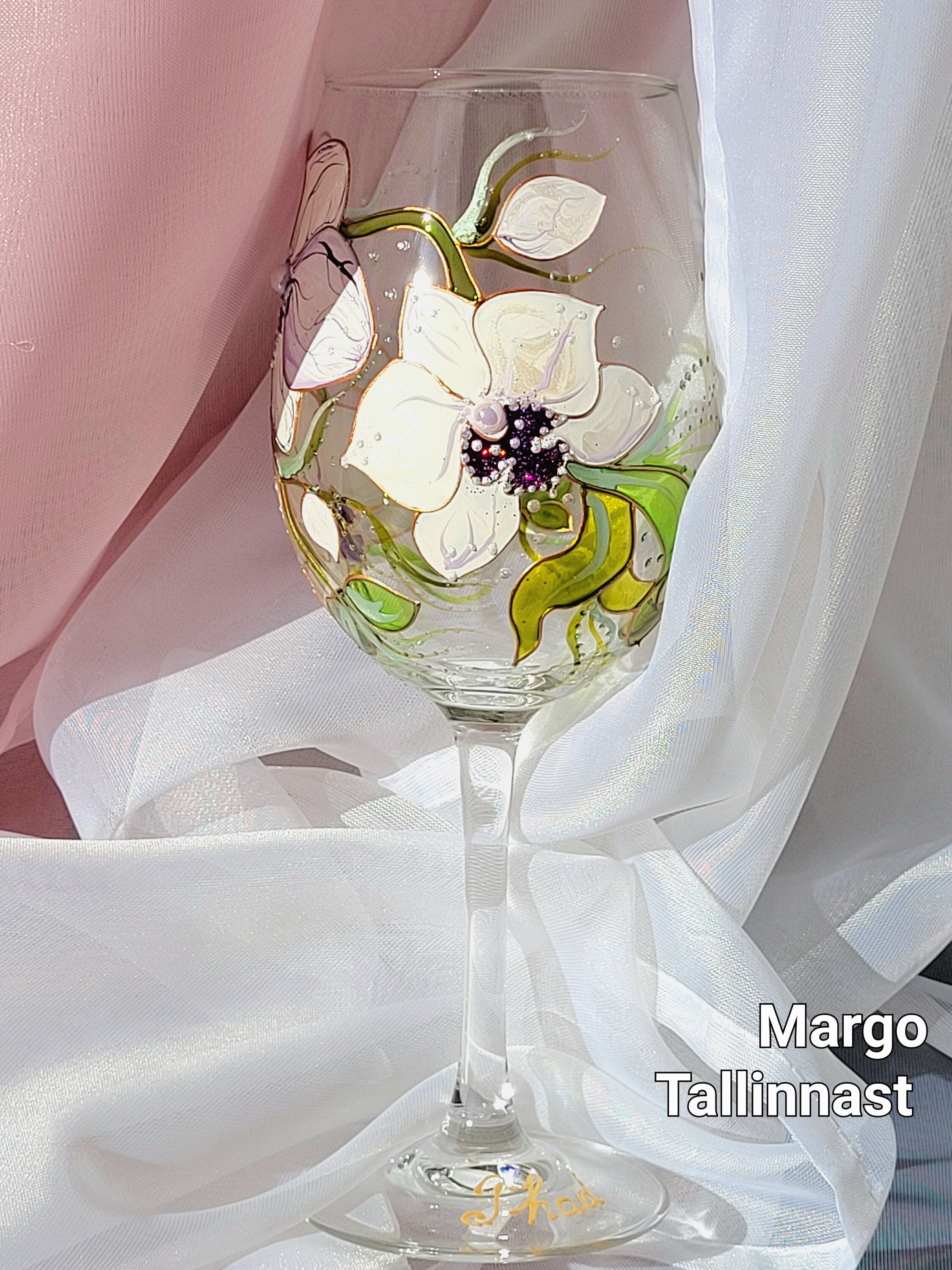 Hand Painted Orchid Wine Glass. Floral Wine Glass. Botanical Etsy