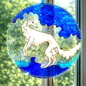 Custom Borzoi Suncatcher : Handpainted Memorial Gift for Borzoi Owners