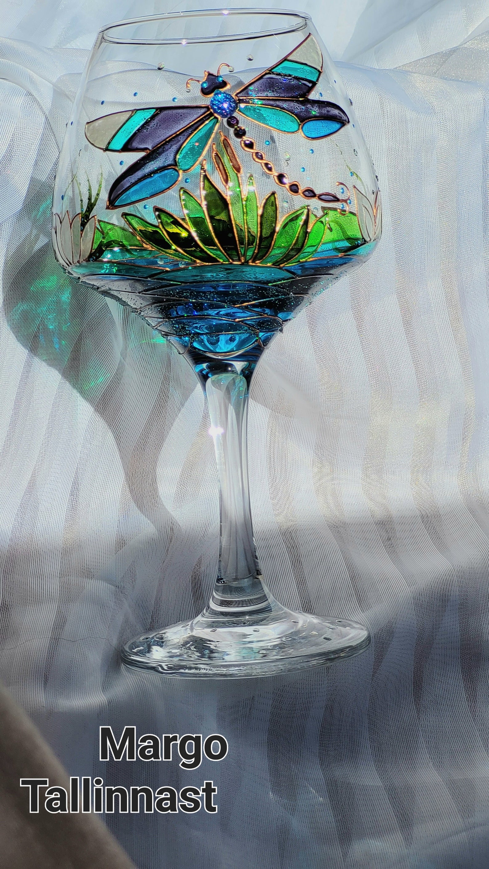 Personalized Dragonfly Wine Glass. Hand Painted Wine Glass. Etsy