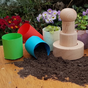 Seed Pot Maker: Eco-Friendly, Solid Wood. Makes Seed Starter Plant Pots from Waste Paper.